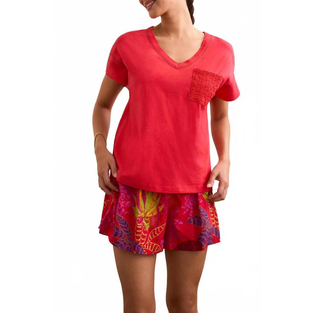 NEW TRIBAL frill v-neck top in tangored
